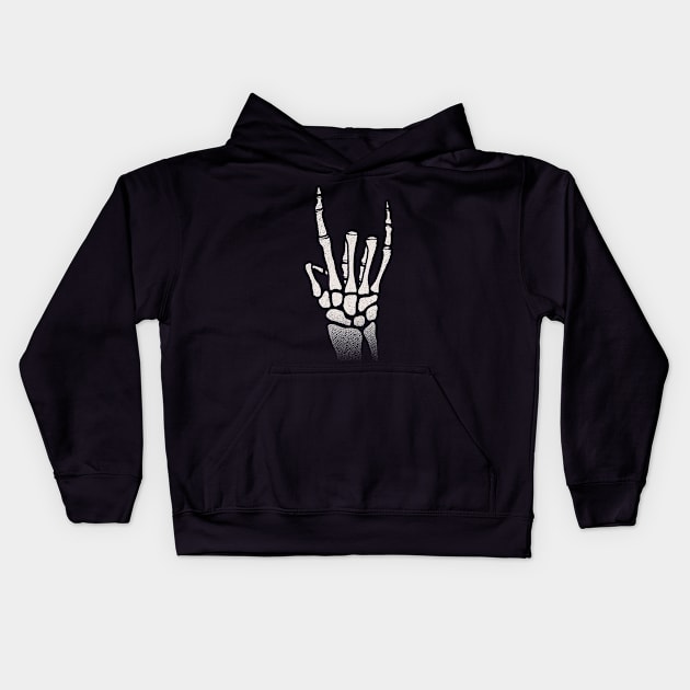 SKELETON HAND Kids Hoodie by teepublickalt69